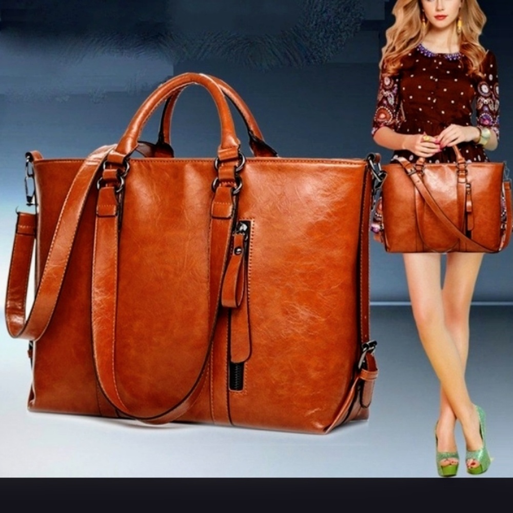 Tote Women Leather Handbag & MessagerBag